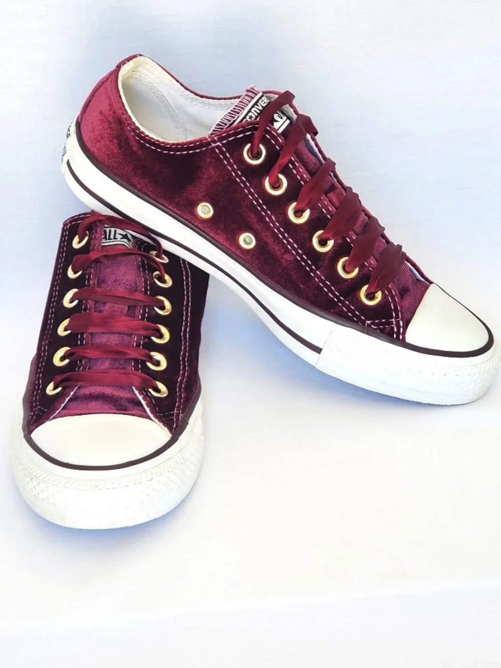Converse Chuck Taylor All Star Velvet Low Top Burgundy Dark Sangria Womens Size7